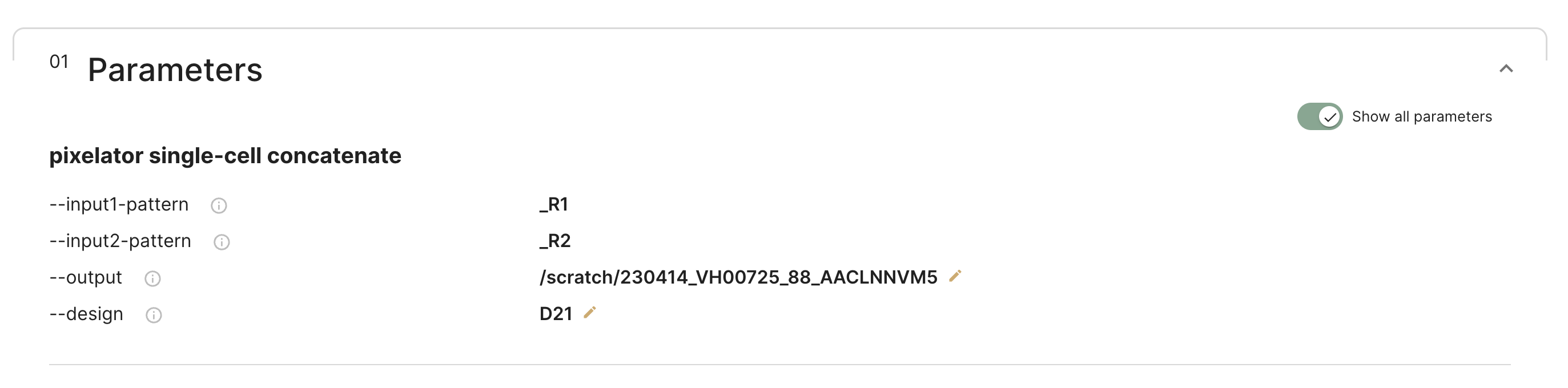 QC Report all parameters section